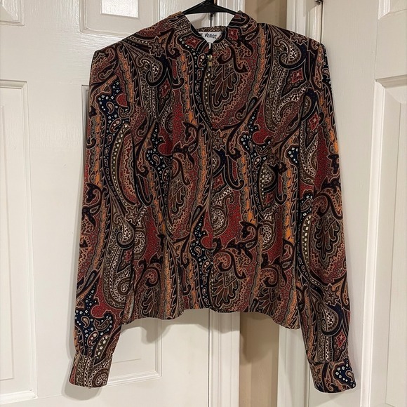 On The Verge Jackets & Blazers - On The Verge Jacket Womens 6 Multicolor Paisley Zip Up Excellent Vintage USA